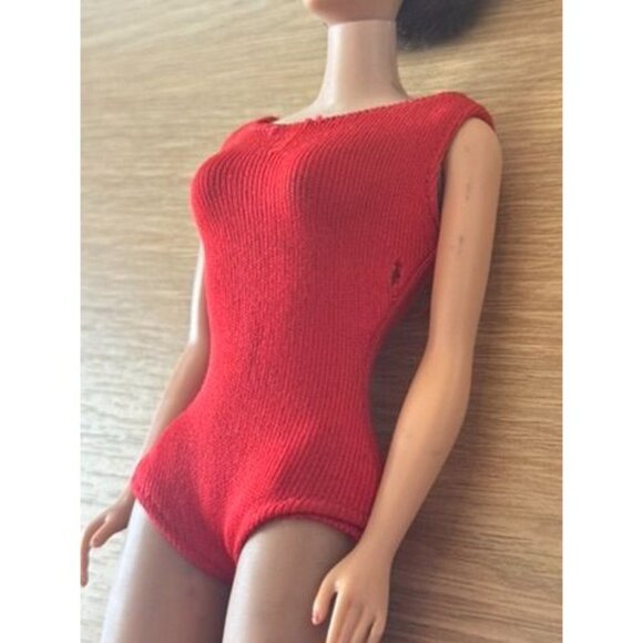 VTG Midge 1962 Brown Bubble Hair Blue Eyes Side Eye Original Red Swimsuit - Picture 6 of 16
